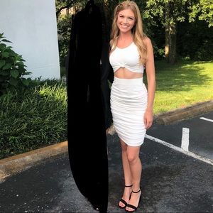 White Two Piece Crop Top and Pencil Skirt